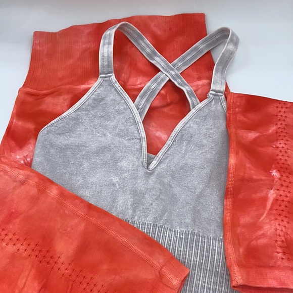 NEW! $78 FREE PEOPLE Movement High-Rise GOOD KARMA XS/S Orange Tie Dyed Leggings - Picture 7 of 17